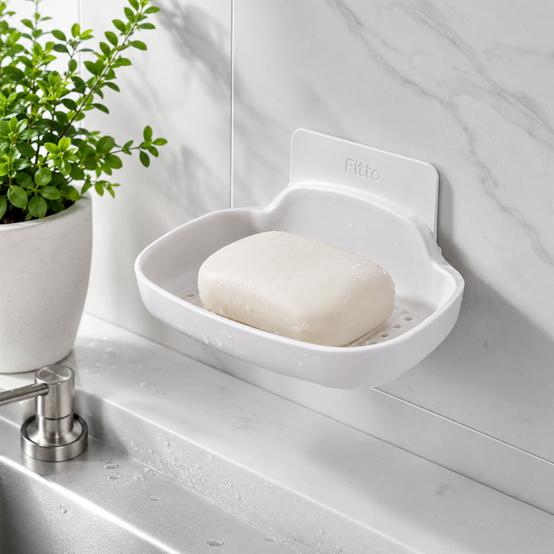 240 Pieces Wall Mount Soap Holders (Self Adhesive Drain Soap Dish for Bathroom – Kitchen Sink and Shower Storage – White)