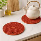 240 Pieces Honeycomb Insulation Mat 2 Pieces Sets (Round Heat Resistant Trivet Pads with Hanging Hole for Kitchen Countertops – Red)