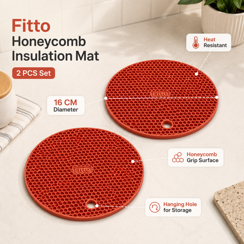 240 Pieces Honeycomb Insulation Mat 2 Pieces Sets (Round Heat Resistant Trivet Pads with Hanging Hole for Kitchen Countertops – Red)