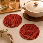 240 Pieces Honeycomb Insulation Mat 2 Pieces Sets (Round Heat Resistant Trivet Pads with Hanging Hole for Kitchen Countertops – Red)