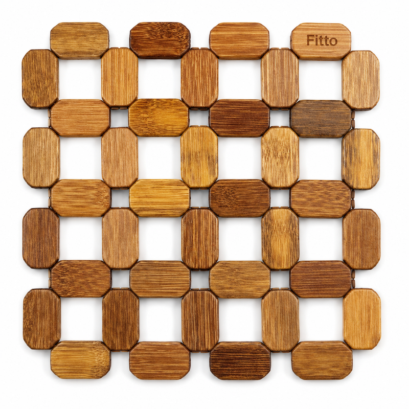 240 Pieces Bamboo Tableware Square Mats (16 x 16 cm – Natural Bamboo Heat-Resistant Open Grid Trivet for Plates – Cups and Pots)