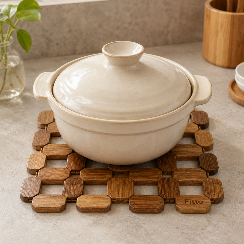 240 Pieces Bamboo Tableware Square Mats (16 x 16 cm – Natural Bamboo Heat-Resistant Open Grid Trivet for Plates – Cups and Pots)