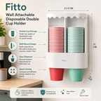 96 Pieces Wall Attachable Disposable Double Cup Holders (Plastic Cup Storage Dispenser for Bathroom – Office – Kitchen and Coffee Area)