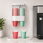 96 Pieces Wall Attachable Disposable Double Cup Holders (Plastic Cup Storage Dispenser for Bathroom – Office – Kitchen and Coffee Area)