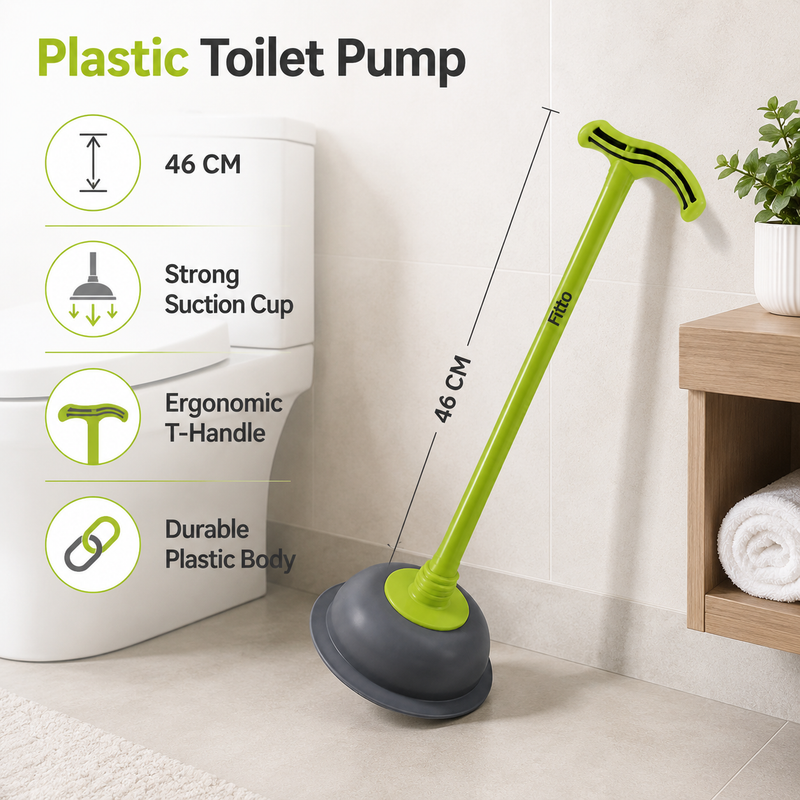 96 Pieces Plastic Toilet Pumps (46 cm – Bathroom Plunger with Strong Suction Cup and Ergonomic T-Handle for Toilet and Drain Use)