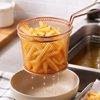 96 Pieces Strainers for Fries (Fine Mesh Fry Basket with Long Handle and Bronze Finish for Snacks – Chips and Fried Food Draining)