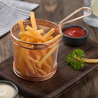 96 Pieces Strainers for Fries (Fine Mesh Fry Basket with Long Handle and Bronze Finish for Snacks – Chips and Fried Food Draining)