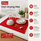 120 Pieces Dish Drying Mats (50 x 38 cm – Absorbent Kitchen Counter Mat with Waffle Texture – Quick-Dry Reusable Drainer Pad – Red)