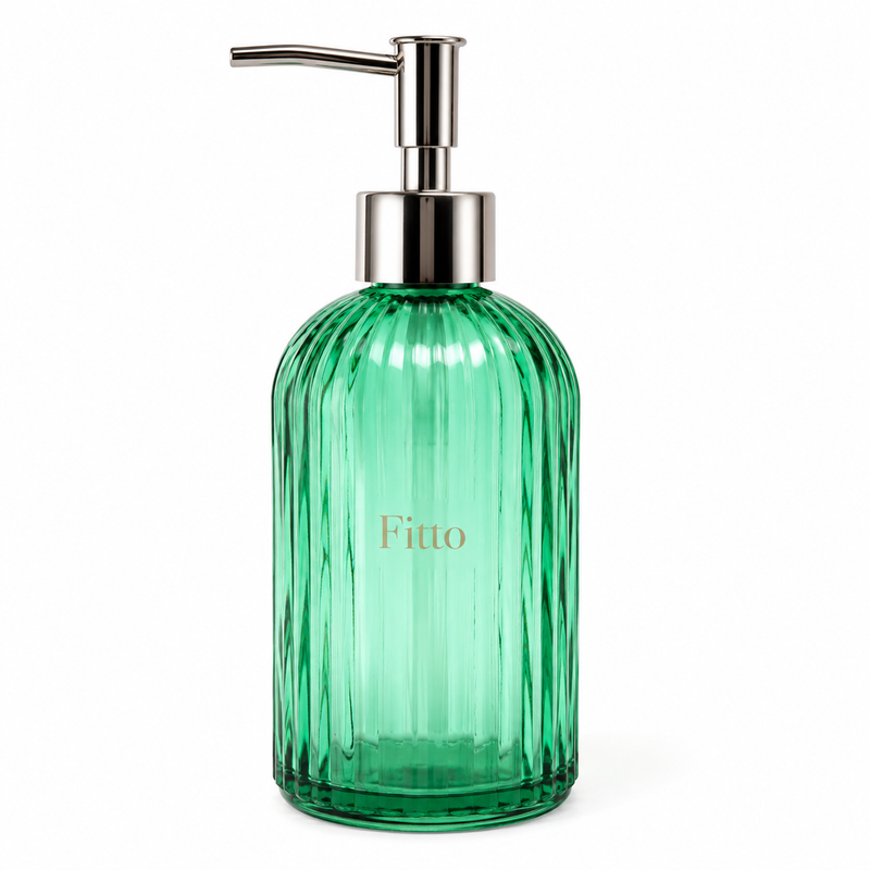 120 Pieces Glass Soap Dispensers (400 ML – Refillable Ribbed Bottle with Pump for Hand Soap – Lotion – Dish Soap – Bathroom and Kitchen)