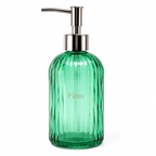 120 Pieces Glass Soap Dispensers (400 ML – Refillable Ribbed Bottle with Pump for Hand Soap – Lotion – Dish Soap – Bathroom and Kitchen)