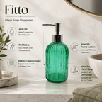 120 Pieces Glass Soap Dispensers (400 ML – Refillable Ribbed Bottle with Pump for Hand Soap – Lotion – Dish Soap – Bathroom and Kitchen)