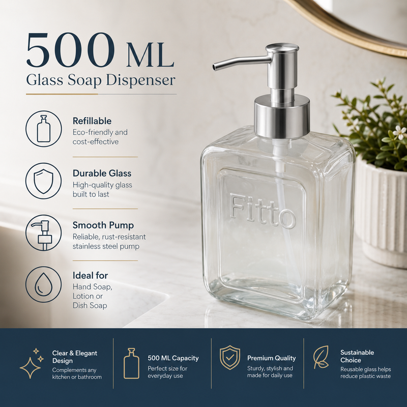 120 Pieces Glass Soap Dispensers (500 ML – Clear Refillable Bottle with Smooth Pump for Hand Soap – Lotion – Dish Soap – Bathroom and Kitchen)