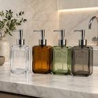 120 Pieces Glass Soap Dispensers (500 ML – Clear Refillable Bottle with Smooth Pump for Hand Soap – Lotion – Dish Soap – Bathroom and Kitchen)
