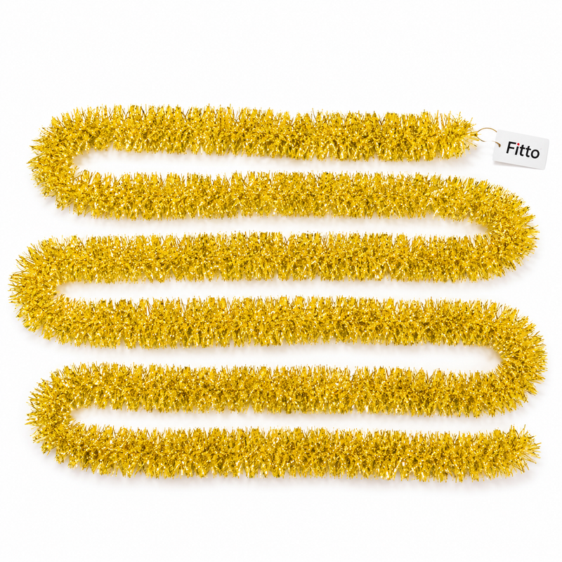 120 Pieces Golden Tinsel Garlands (12 m – 5 cm Wide 2 Ply Party Decoration for Christmas – Events and Home Décor)