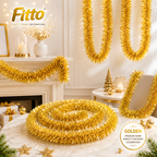 120 Pieces Golden Tinsel Garlands (12 m – 5 cm Wide 2 Ply Party Decoration for Christmas – Events and Home Décor)
