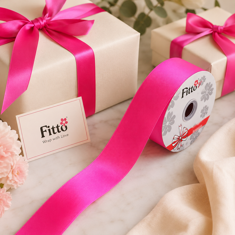 96 Pieces Plain Ribbon Rolls (5 cm x 100 Yards – Pink Smooth Ribbon Roll for Gift Wrapping – Crafts and Party Decoration)