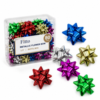 96 Pieces Metallic Flower Bows (1.5 Inch – 80 Pieces Assorted Shiny Gift Bows for Gift Wrapping – Hampers and Party Decoration)