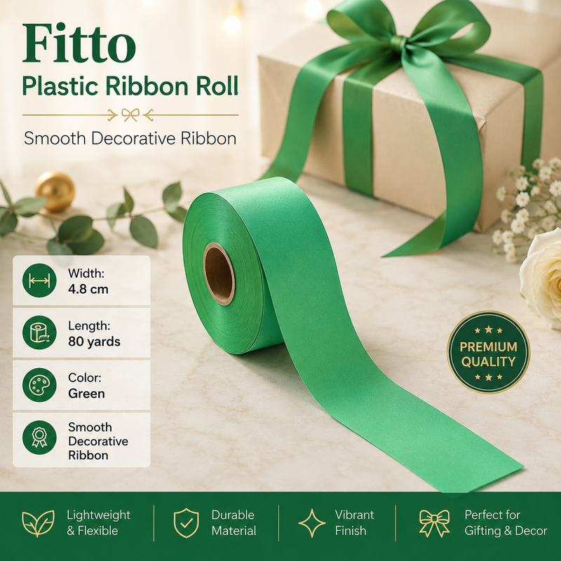 96 Pieces Plastic Ribbon Rolls (4.8 cm x 80 Yards – Green Decorative Ribbon for Gift Wrapping – Crafts and Party Decor)
