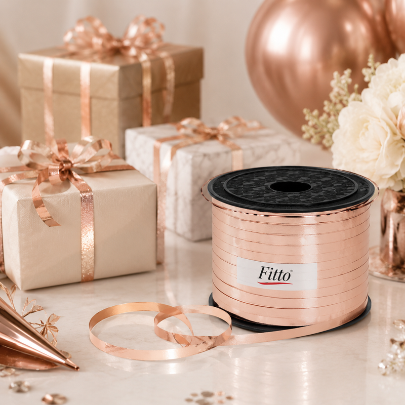144 Pieces Rose Gold Balloon Ribbons (5 mm x 100 Yards – Curling Ribbon Roll for Balloons – Gifts and Party Decoration)