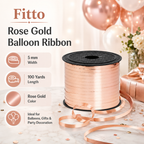 144 Pieces Rose Gold Balloon Ribbons (5 mm x 100 Yards – Curling Ribbon Roll for Balloons – Gifts and Party Decoration)