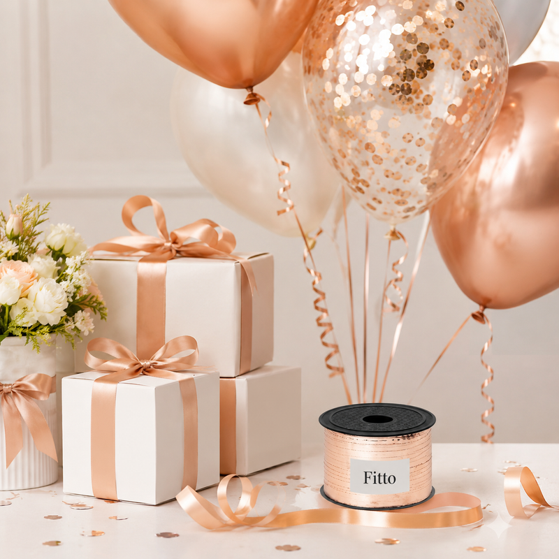 144 Pieces Rose Gold Balloon Ribbons (5 mm x 100 Yards – Curling Ribbon Roll for Balloons – Gifts and Party Decoration)