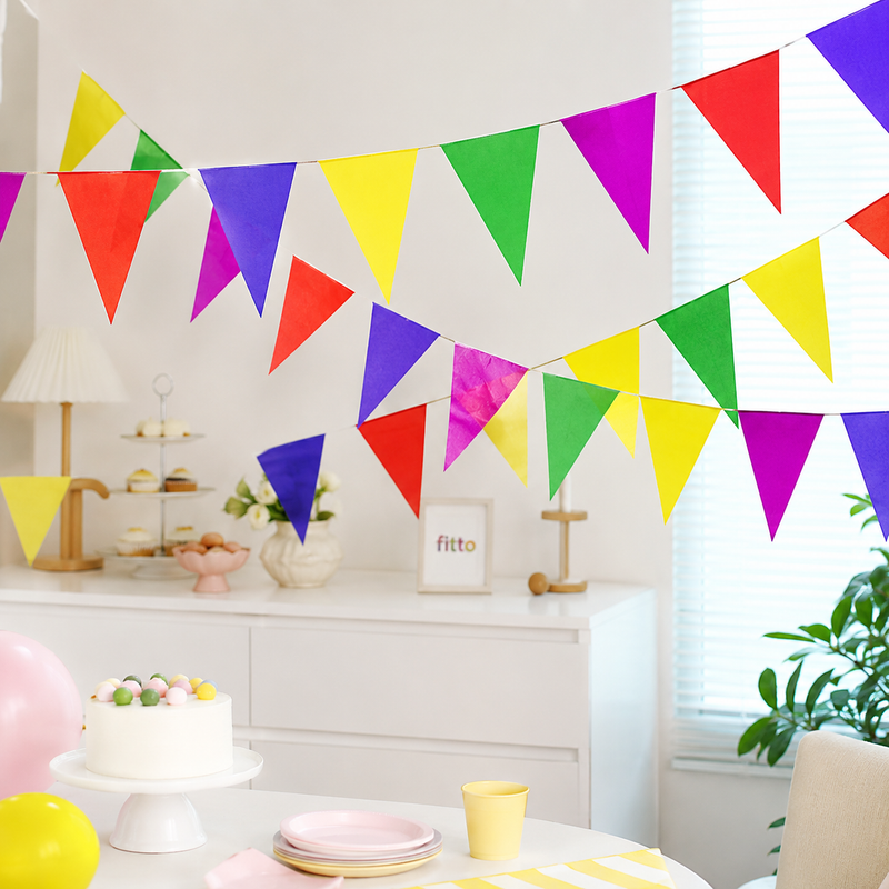 144 Pieces Paper Flag Garlands (Multicolor Hanging Party Banner – 360 x 22 cm Paper Decoration for Birthdays and Celebrations)