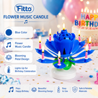 120 Pieces Flower Music Candles (Blooming Birthday Cake Candle with Lights and Happy Birthday Tune for Party Decoration)