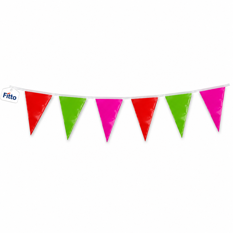 144 Pieces Triangular PVC Decoration Banners (10 Meter Assorted Colors Party Bunting for Birthdays and Events)
