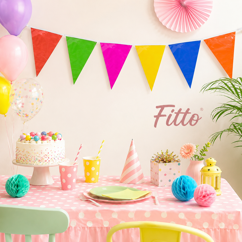 144 Pieces Triangular PVC Decoration Banners (10 Meter Assorted Colors Party Bunting for Birthdays and Events)