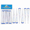 144 Pieces Paper Party Horn Packs (6 Pieces per Pack – 7.5 Inch White Confetti Birthday Noisemakers for Party Decorations)