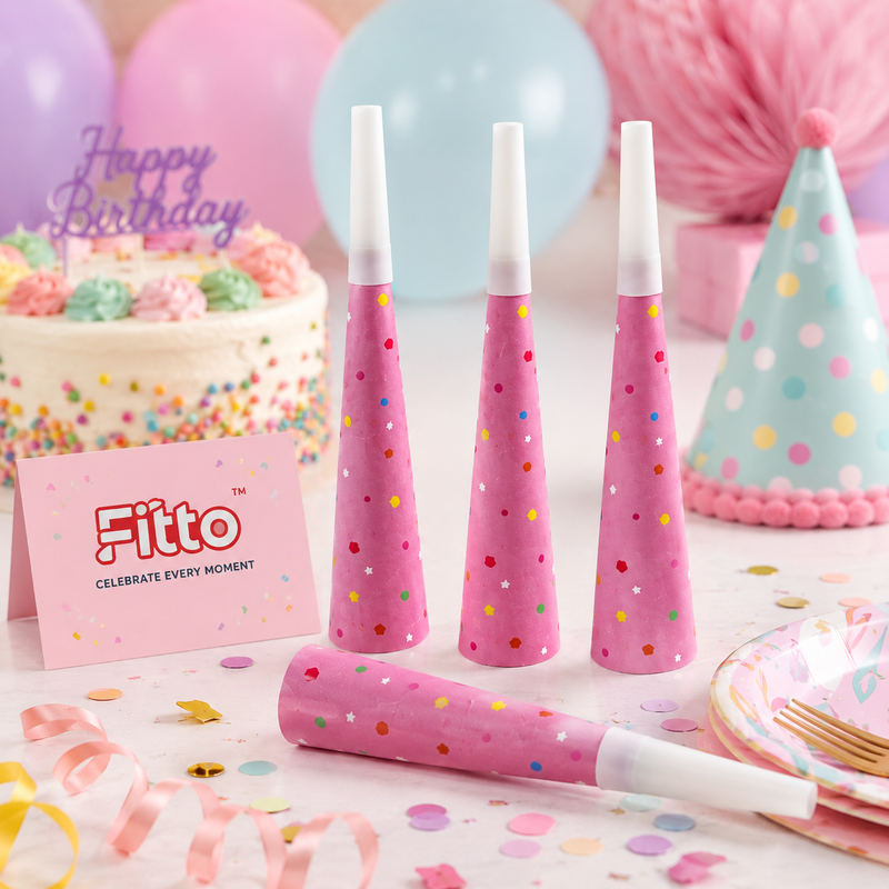144 Pieces Paper Horn Packs (6 Pieces Happy Birthday Party Horn Set – 7.5 Inch Celebration Noise Maker)