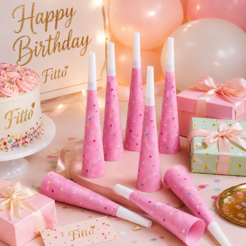 144 Pieces Paper Horn Packs (6 Pieces Happy Birthday Party Horn Set – 7.5 Inch Celebration Noise Maker)