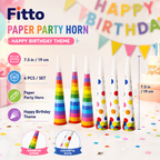 240 Pieces Paper Party Horn Packs (6 Pieces per Pack – 7.5 Inch Rainbow and Dots Birthday Noisemakers for Party Supplies)