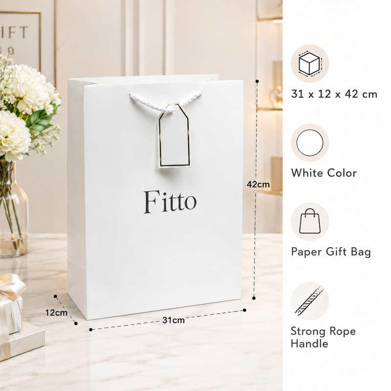 144 Pieces White Paper Gift Bags (31 x 12 x 42 cm – Rope Handle Shopping Bag for Gifts and Events)