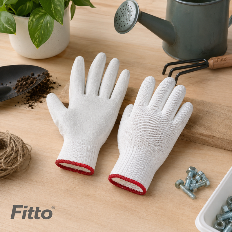 240 Pieces Gloves Sets (White Work Gloves with Smooth Grip Palm – Textured Knit Back and Elastic Cuff for Cleaning – Handling and Daily Tasks)