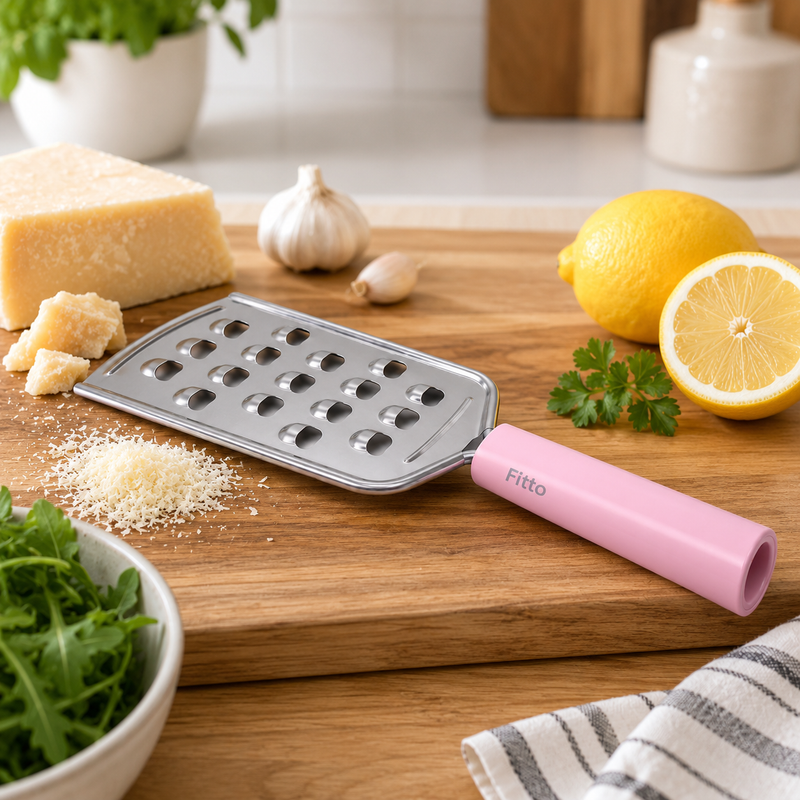 240 Pieces Stainless Steel Hand Graters with Pastel Pink Comfort Grip Handle (Compact Kitchen Grater for Cheese – Vegetables and Chocolate)
