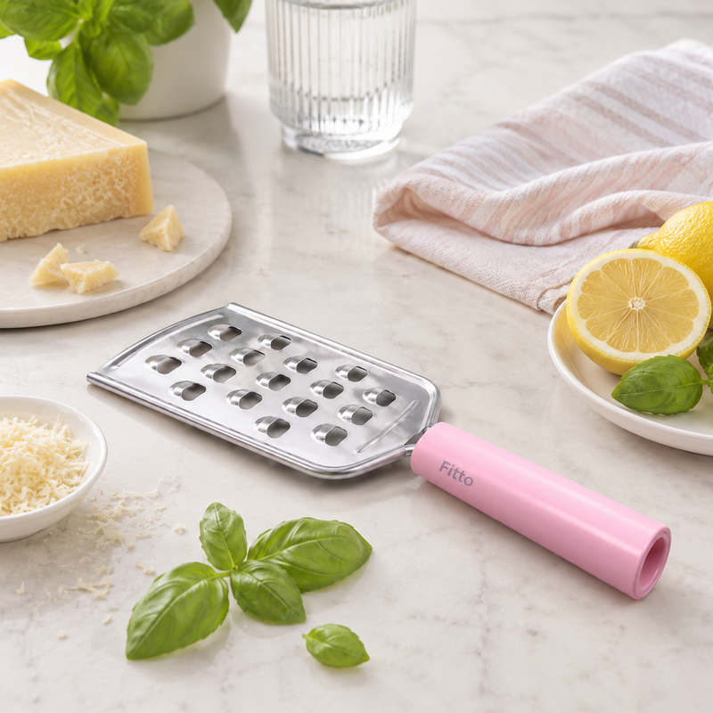 240 Pieces Stainless Steel Hand Graters with Pastel Pink Comfort Grip Handle (Compact Kitchen Grater for Cheese – Vegetables and Chocolate)