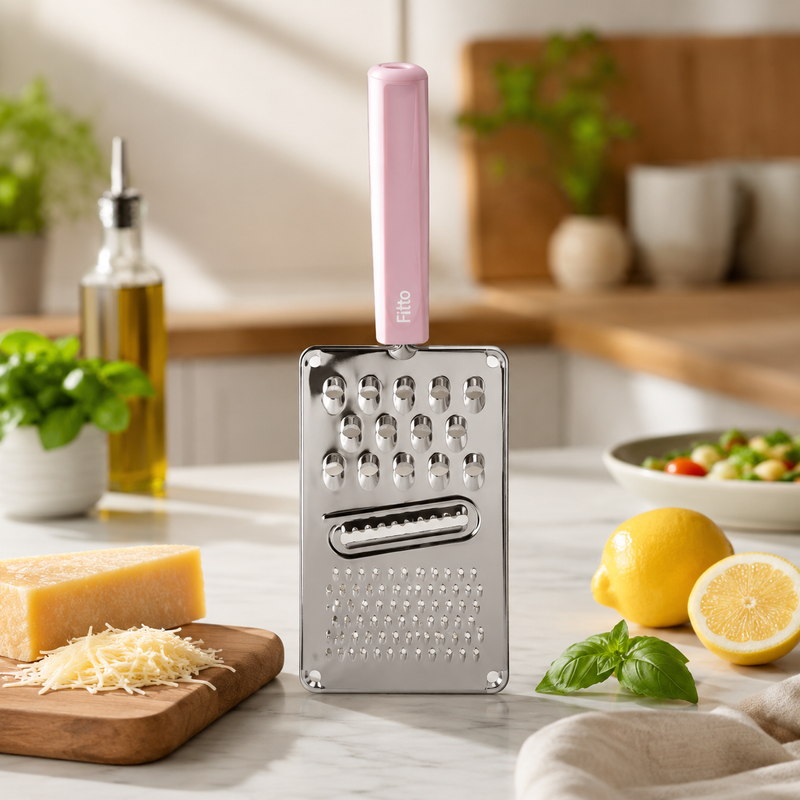 144 Pieces Stainless Steel Hand Graters (Multi-Purpose Kitchen Grater with Pastel Pink PP Handle – 24.5 x 9 cm for Cheese and Vegetables)