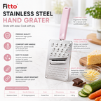 144 Pieces Stainless Steel Hand Graters (Multi-Purpose Kitchen Grater with Pastel Pink PP Handle – 24.5 x 9 cm for Cheese and Vegetables)