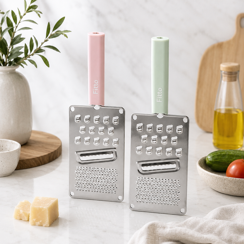144 Pieces Stainless Steel Hand Graters (Multi-Purpose Kitchen Grater with Pastel Pink PP Handle – 24.5 x 9 cm for Cheese and Vegetables)