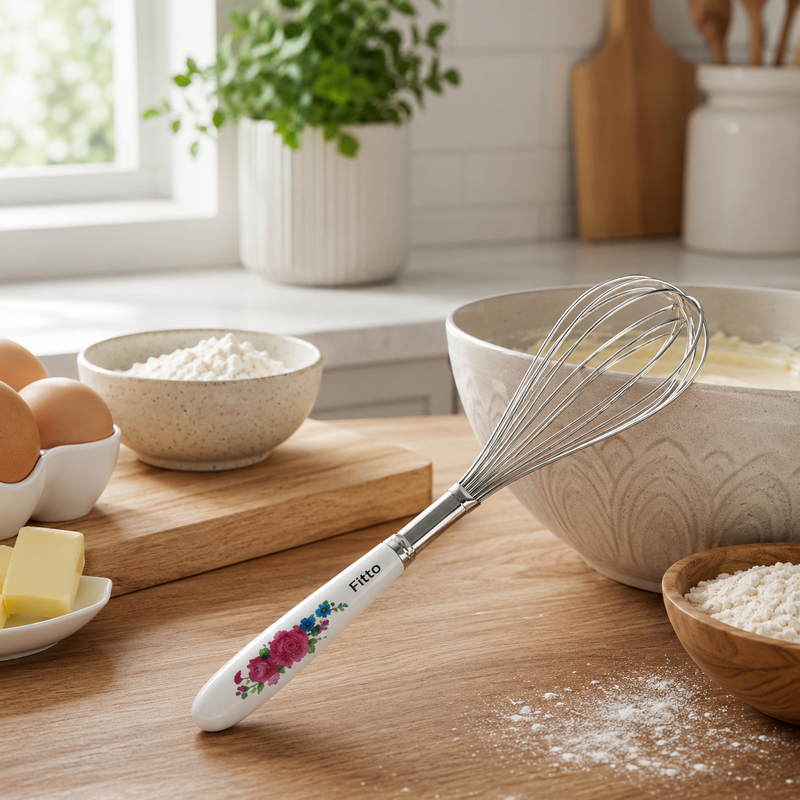 240 Pieces Balloon Whisks (Stainless Steel Wire Kitchen Whisk with Comfort Grip Floral Handle – 27 cm Baking Whisk for Mixing and Beating)