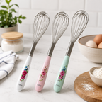 240 Pieces Balloon Whisks (Stainless Steel Wire Kitchen Whisk with Comfort Grip Floral Handle – 27 cm Baking Whisk for Mixing and Beating)