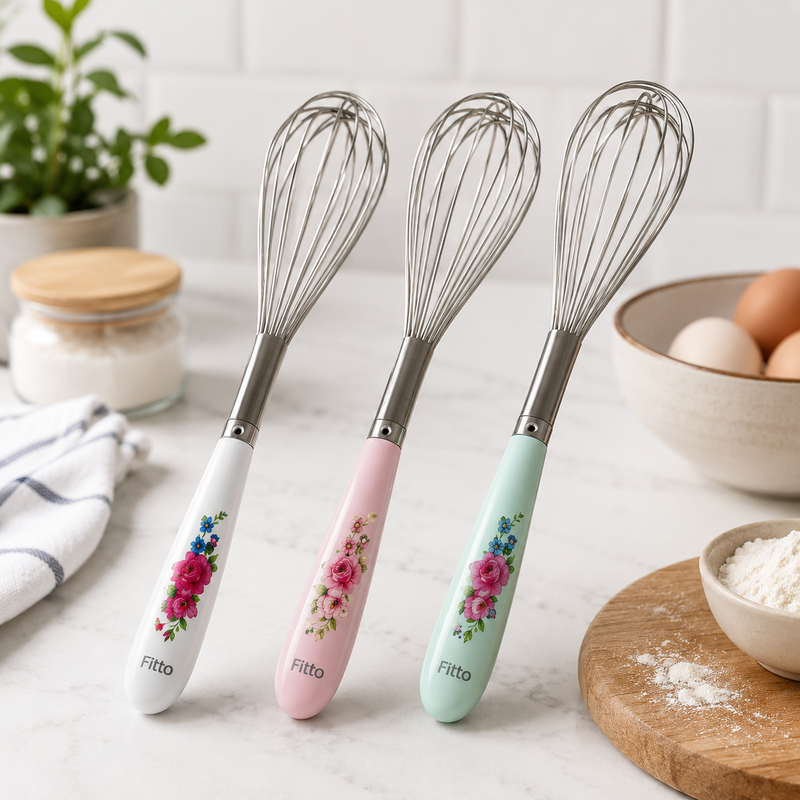 240 Pieces Balloon Whisks (Stainless Steel Wire Kitchen Whisk with Comfort Grip Floral Handle – 27 cm Baking Whisk for Mixing and Beating)