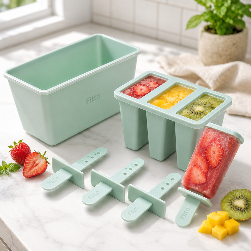 144 Pieces 3-Cavity Popsicle Mold Sets with Reusable Sticks (Plastic Ice Cream Mold for Homemade Frozen Treats)