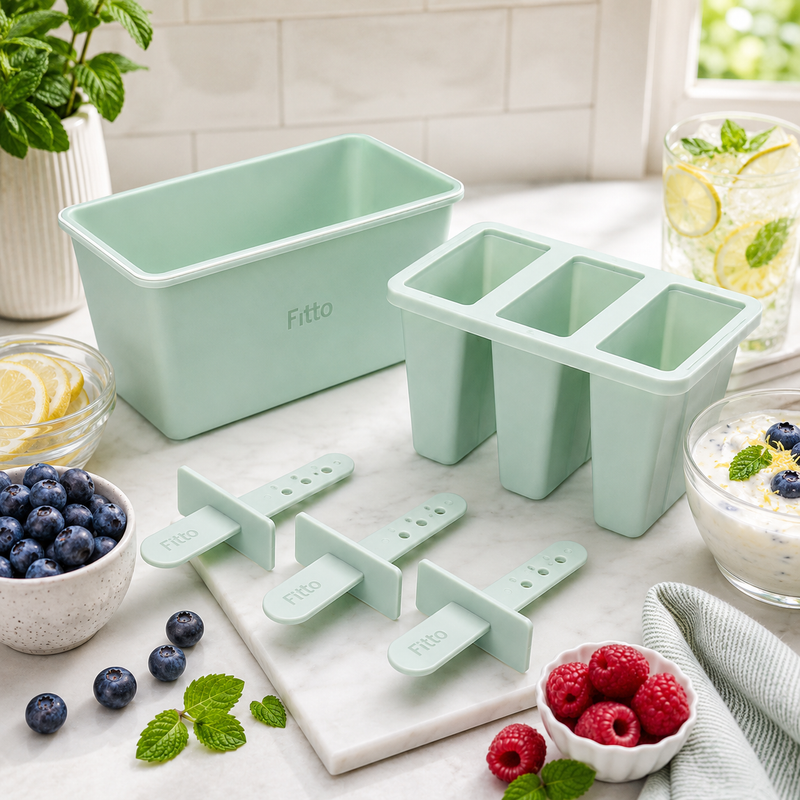 144 Pieces 3-Cavity Popsicle Mold Sets with Reusable Sticks (Plastic Ice Cream Mold for Homemade Frozen Treats)