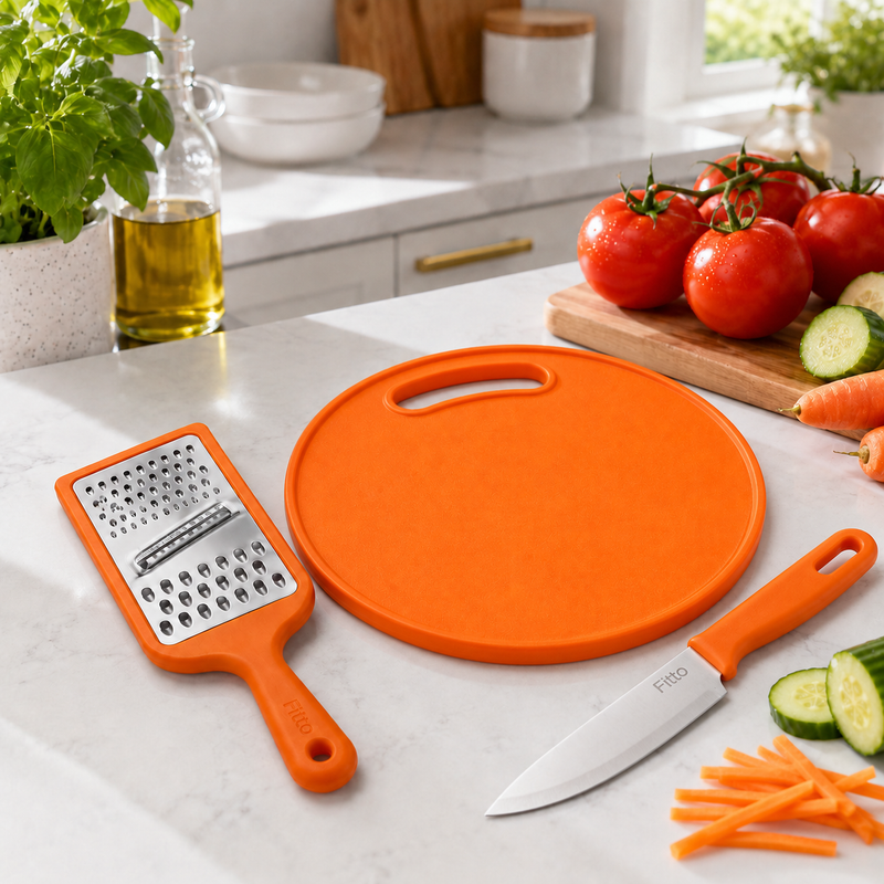 96 Pieces 3-Piece Kitchen Prep Sets (Hand Grater – Cutting Board and Utility Knife for Grating – Slicing and Food Preparation)