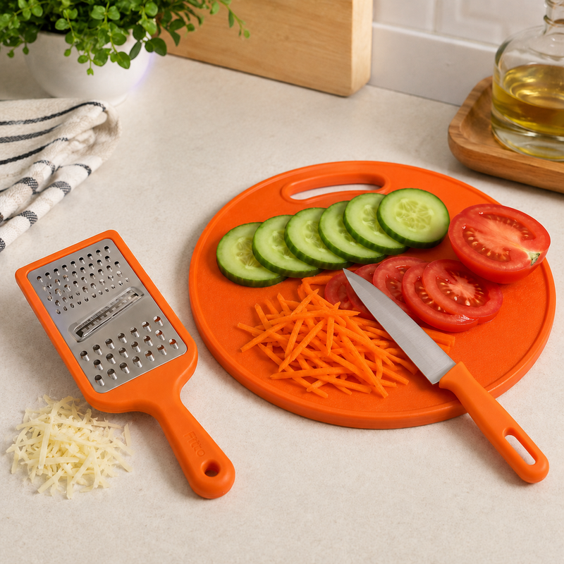 96 Pieces 3-Piece Kitchen Prep Sets (Hand Grater – Cutting Board and Utility Knife for Grating – Slicing and Food Preparation)