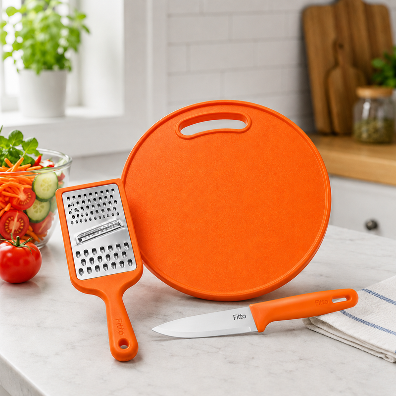 96 Pieces 3-Piece Kitchen Prep Sets (Hand Grater – Cutting Board and Utility Knife for Grating – Slicing and Food Preparation)