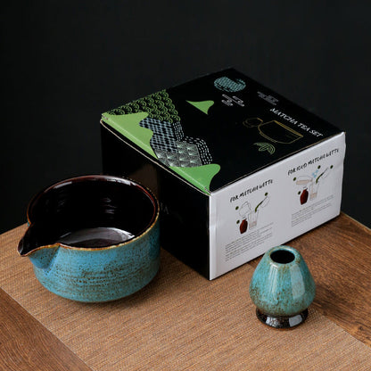 Eco-Friendly Matcha Tea Set - Sustainable Ceramic Tea Set with Earthy Tones