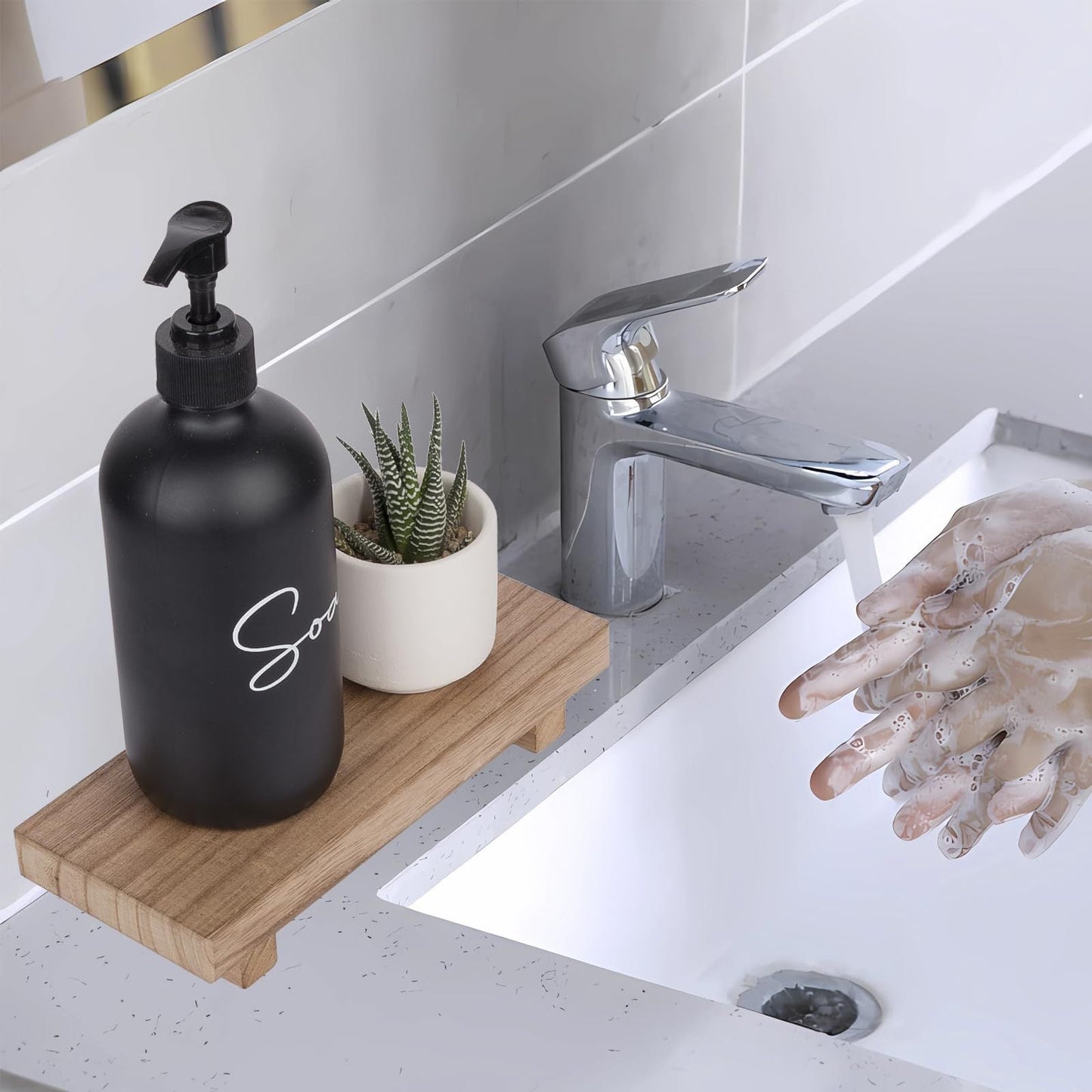 Refillable Black Soap Dispenser for Sustainable Bathroom Use
